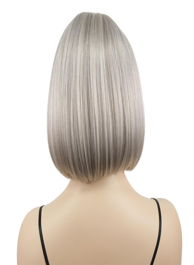 Aimole Short Straight Bob Wig Cute Flat Bangs Synthetic Women Wigs (51 Silver Grey) - Image 5